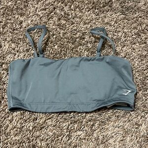 Gymshark Slate Blue Bandeau Sports Bra with Thin Straps